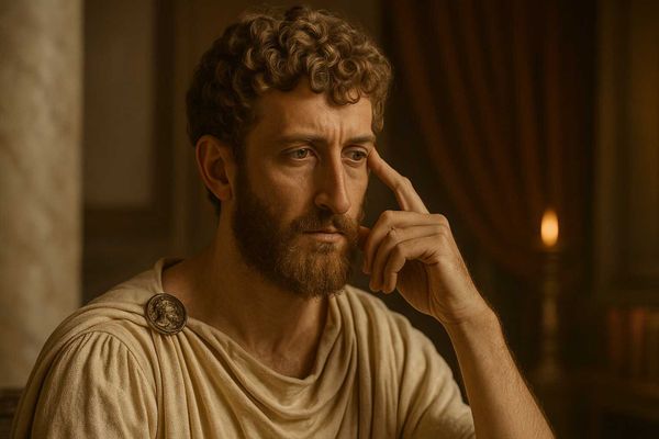 A possible representation of Roman Emperor Gallienus, pondering over his next strategic move