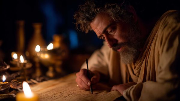 A possible representation of Roman scholar Marcus Terentius Varro while his is documenting his thoughts