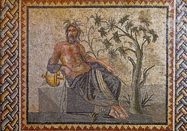 A Roman River God mosaic, depicted as an old man