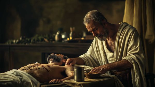 A possible representation of Galen treating one of his patients during the Antonine plague