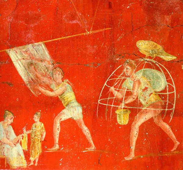 Roman fresco from the fullonica (dyer's shop) of Veranius Hypsaeus in Pompeii.