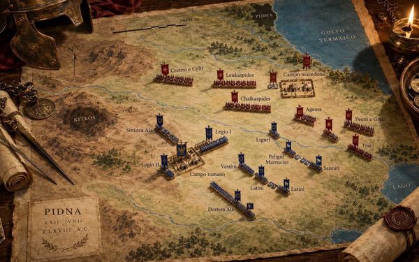 A possible representation of the positioning of the troops in The Battle of Pydna.