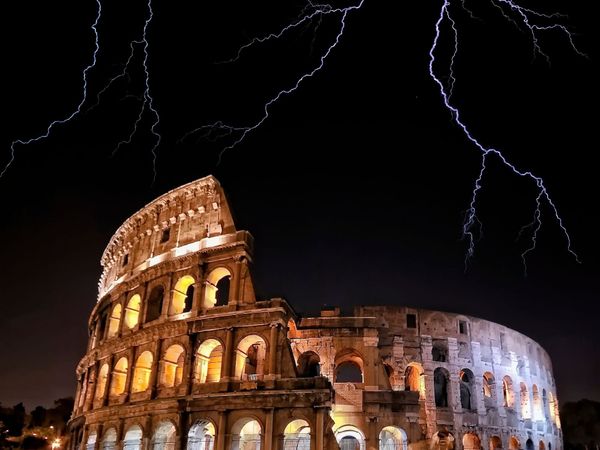 Rome, Colosseum with lightning