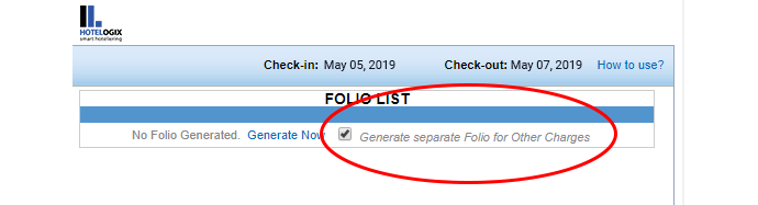 Hotelogix PMS Folio List