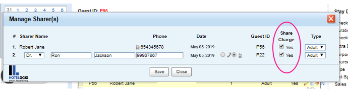Hotelogix PMS guest folio manage share