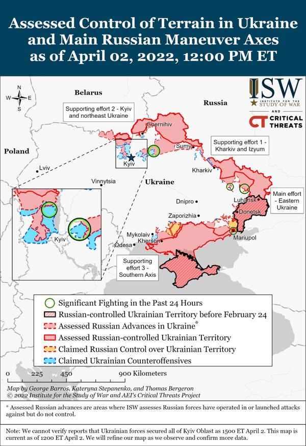 Guerre d’Ukraine – 3-4 avril 2022 – Jours 39-40 – bilan de fin de journée