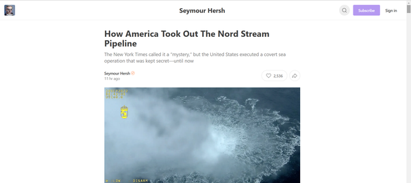 Un lanceur d’alerte qui confirme le récit de Seymour Hersh sur Nordstream – par Thomas Röper