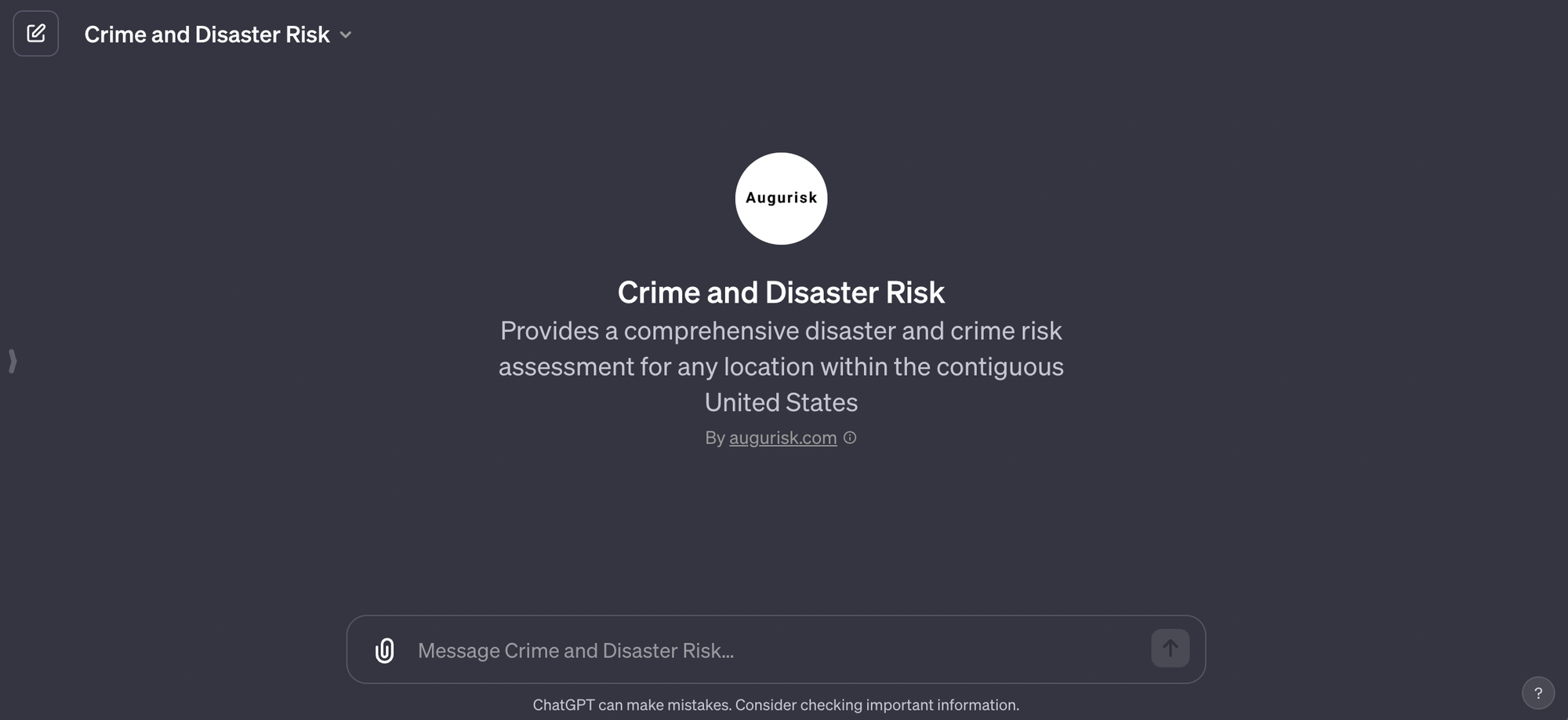 New GPT for Crime and Natural Disaster Risk on ChatGPT