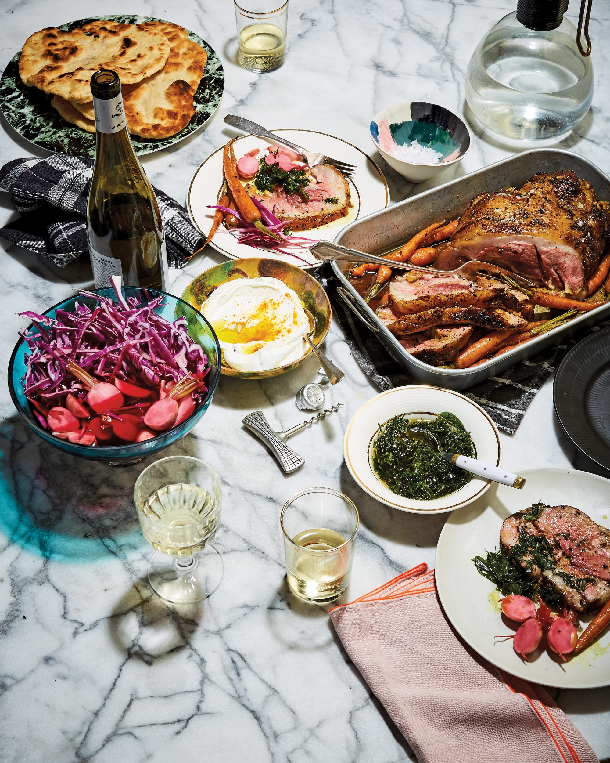 Turmeric-Roasted Lamb Shoulder and Carrots with All the Fixings