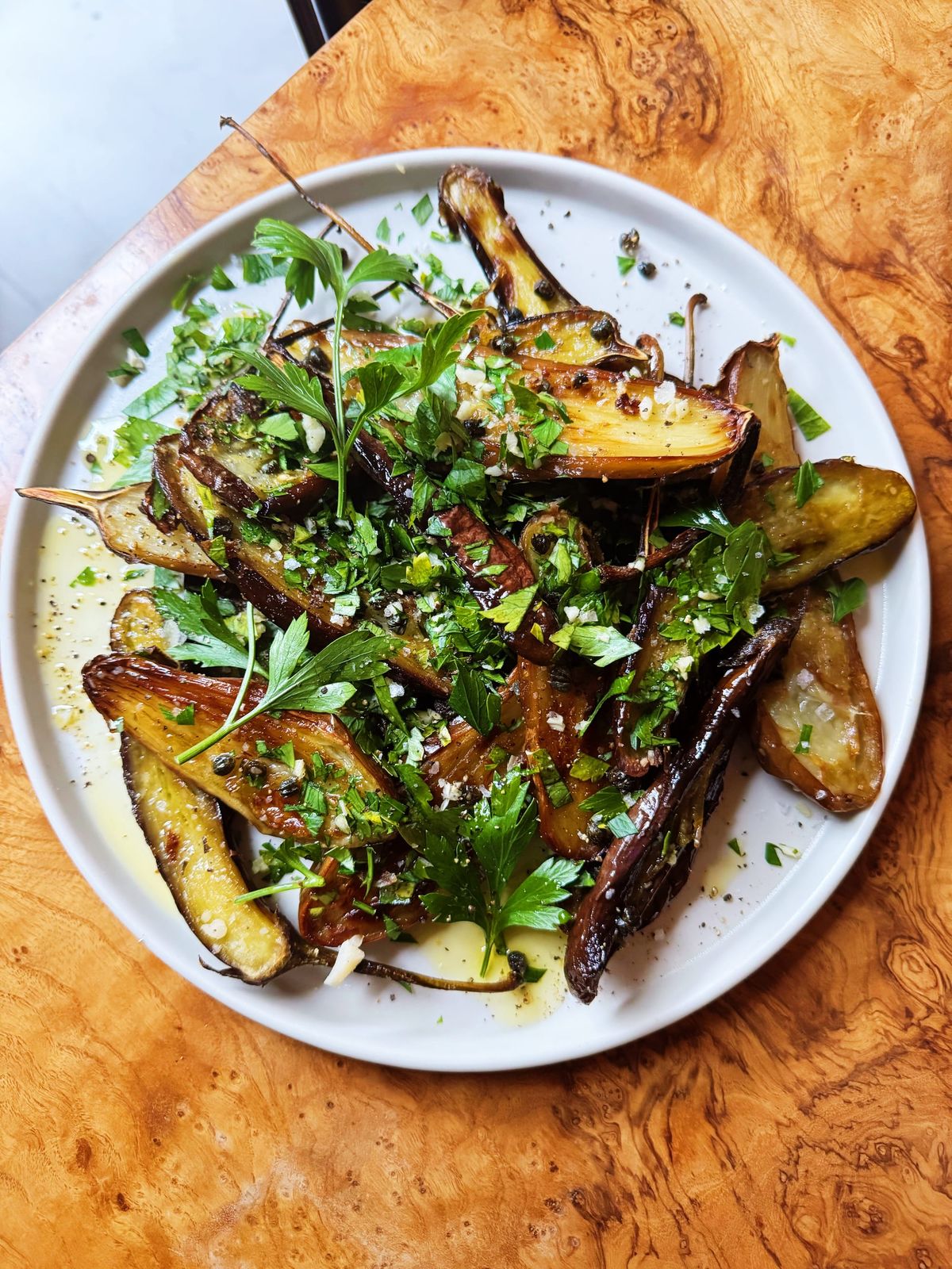 Roasted Eggplant with Capers and Garlic