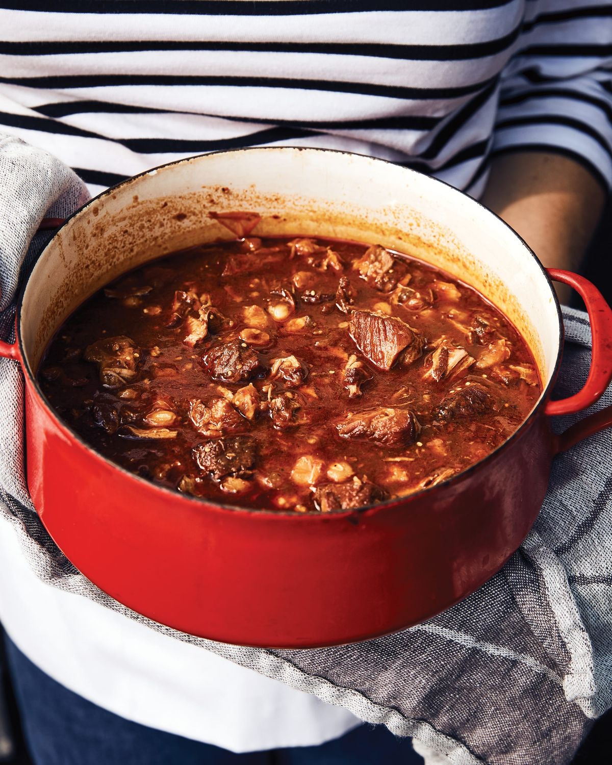 Pork and Red Chile Stew with Tomatillos