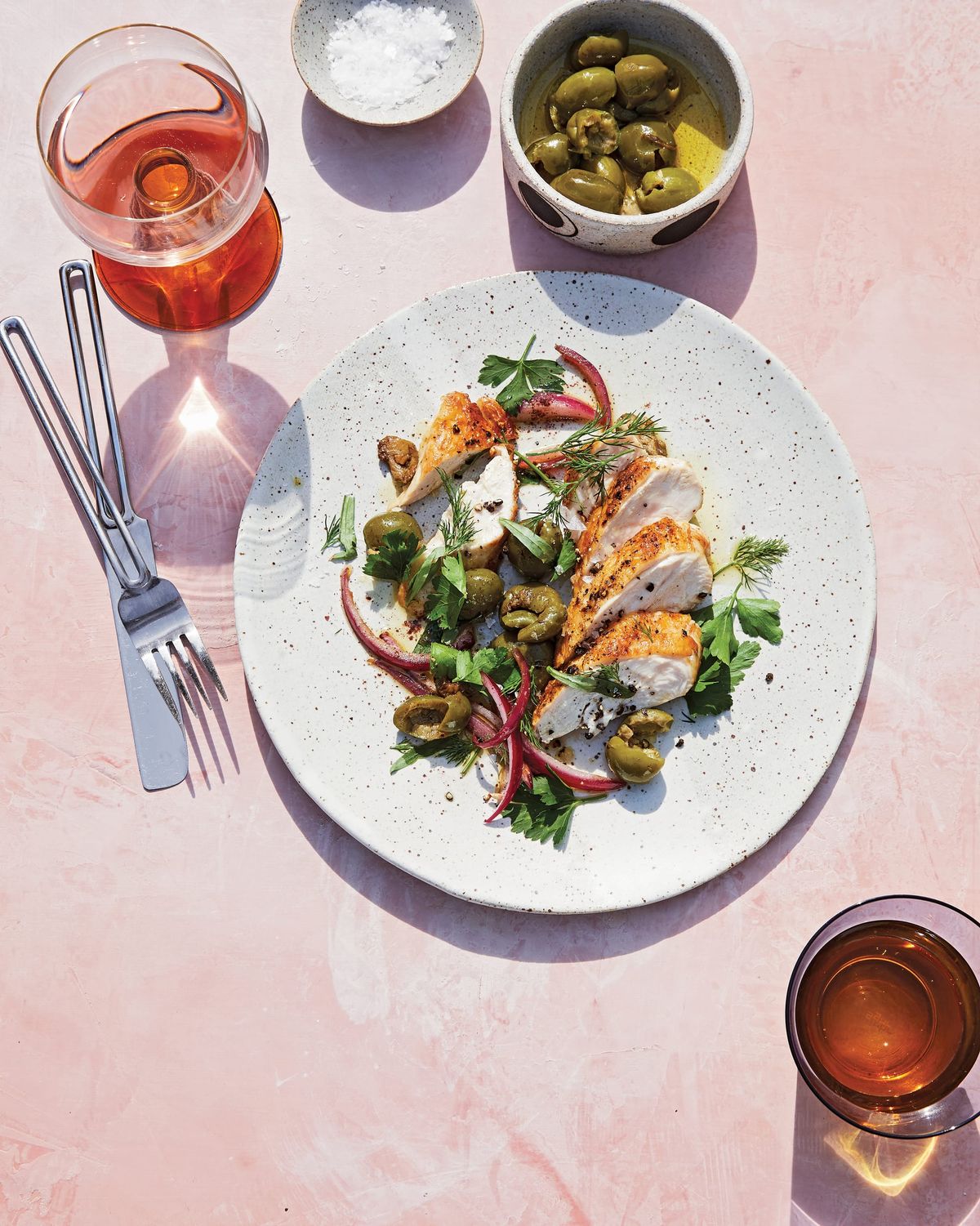 Skillet Chicken with Crushed Olives and Sumac