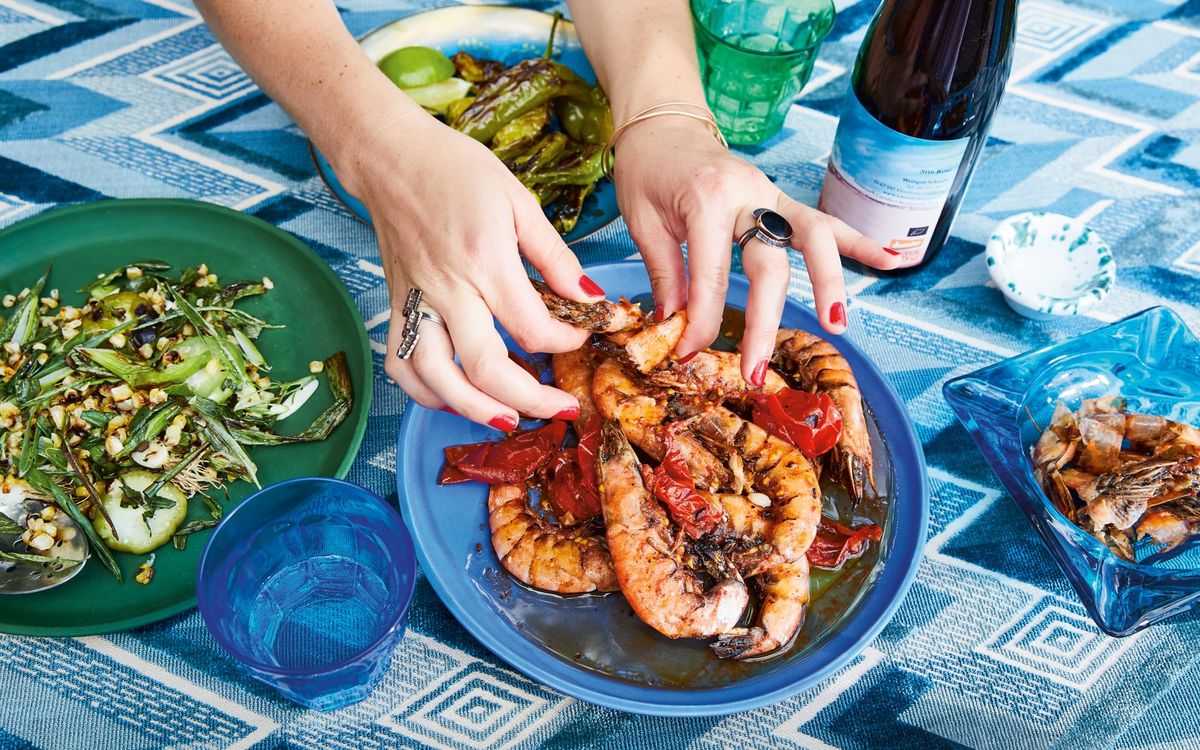 Grilled Shrimp with Crushed Fresh Tomatoes and Lots of Lime