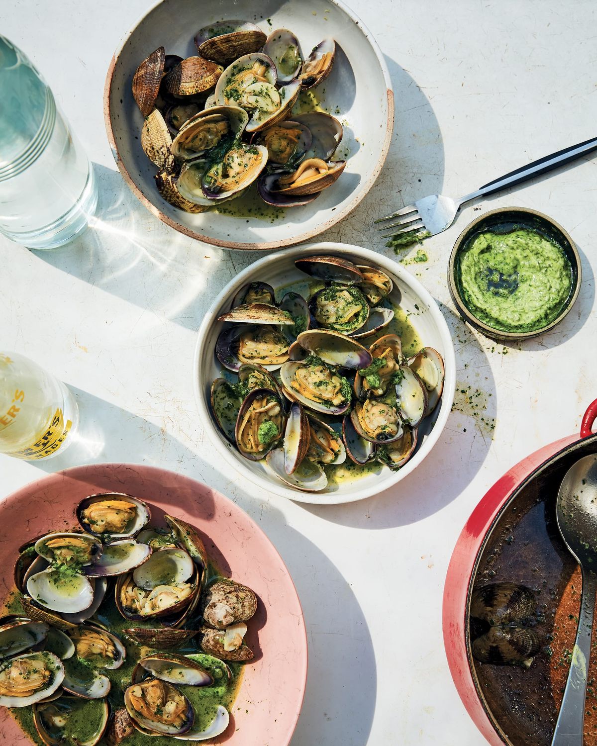 Littleneck Clams with Green Garlic Butter and Leftover Wine
