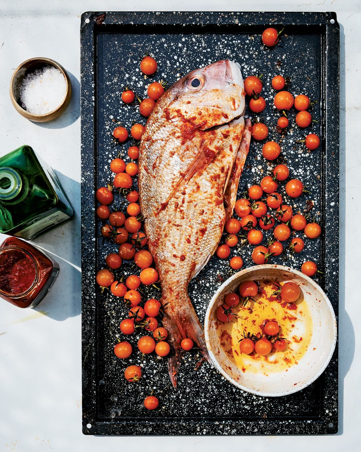 Whole Roasted Snapper with Harissa and Sun Gold Tomatoes