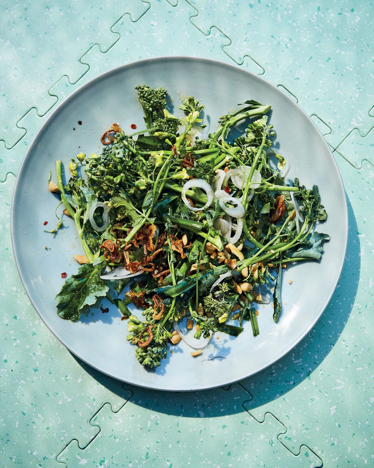 Raw Broccoli and Basil Salad with Peanuts and Shallot