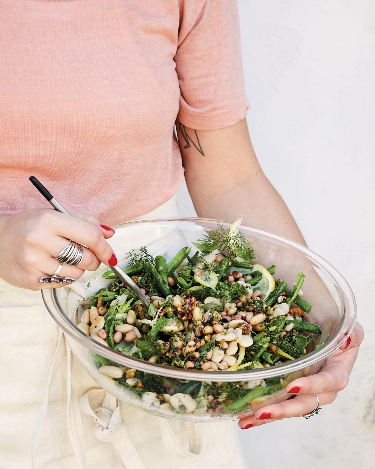 Four-Bean Salad with Green Romesco