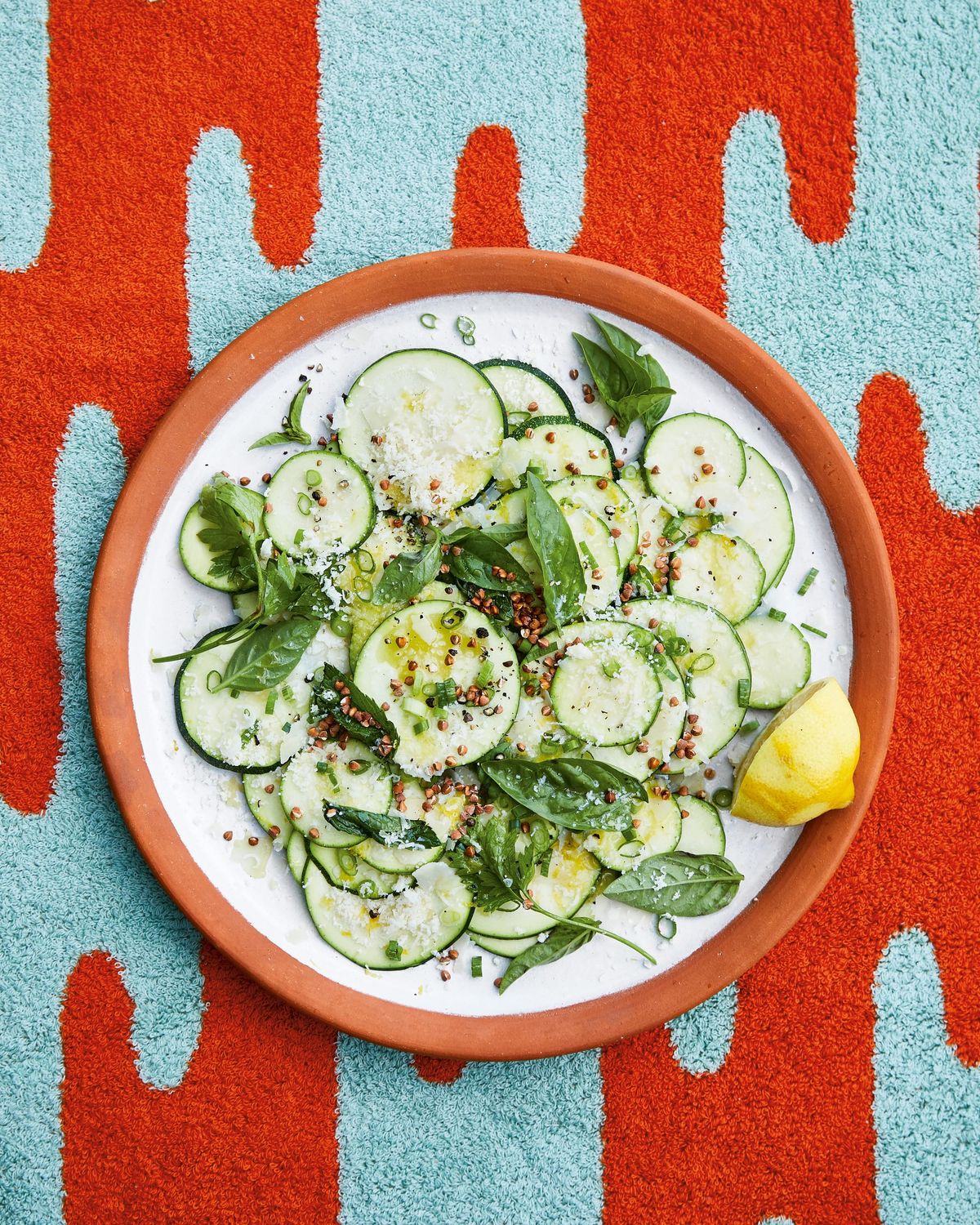 Summer Squash with Basil, Parmesan, and Toasted Buckwheat