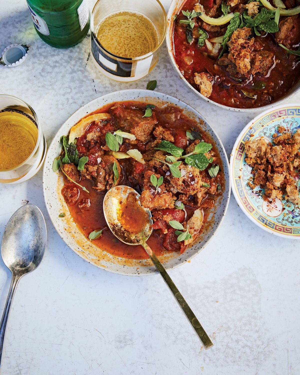 Lamb Stew with Fennel, Preserved Lemon, and Crispy Fried Bread