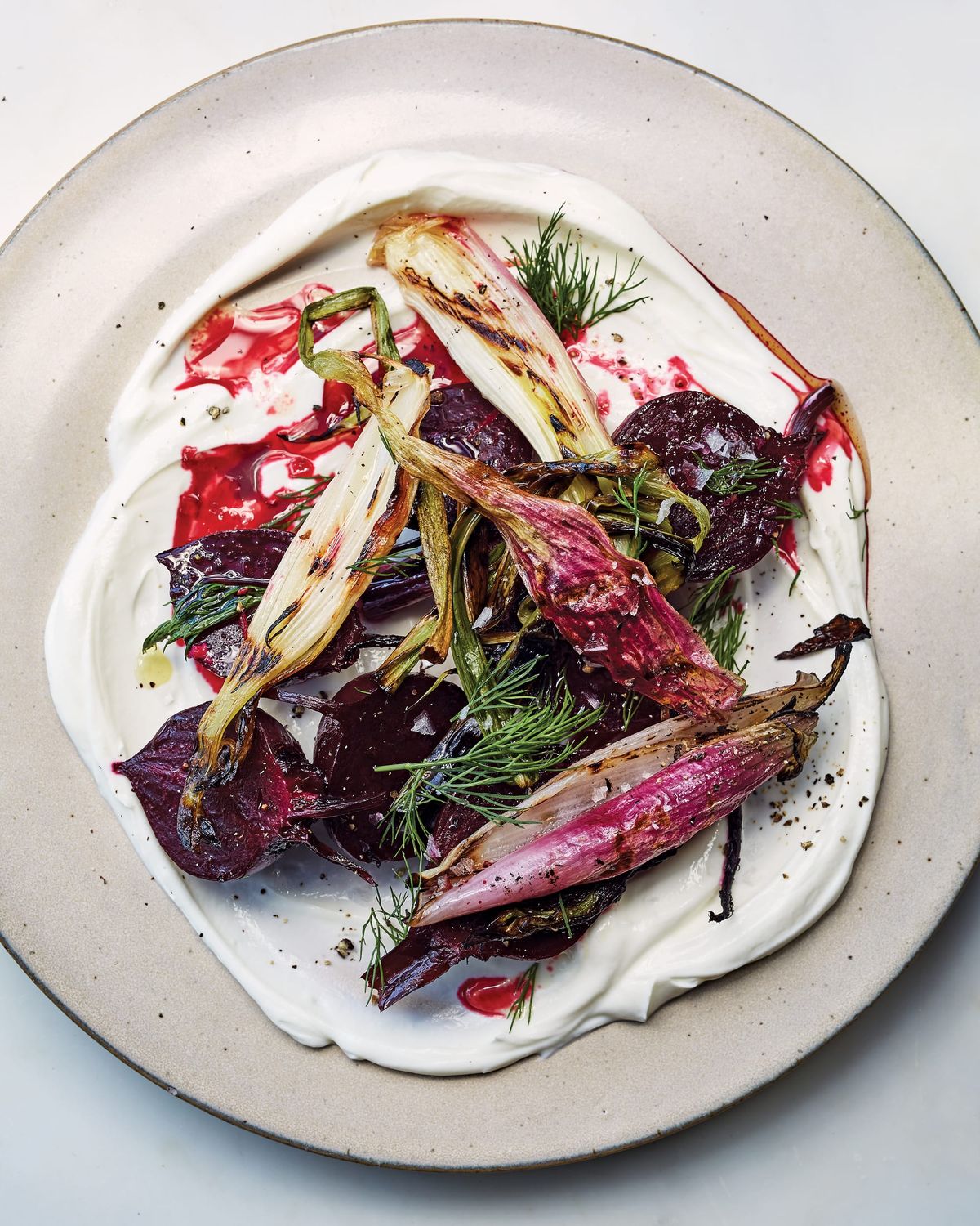 Vinegar-Roasted Beets with Spring Onions and Yogurt