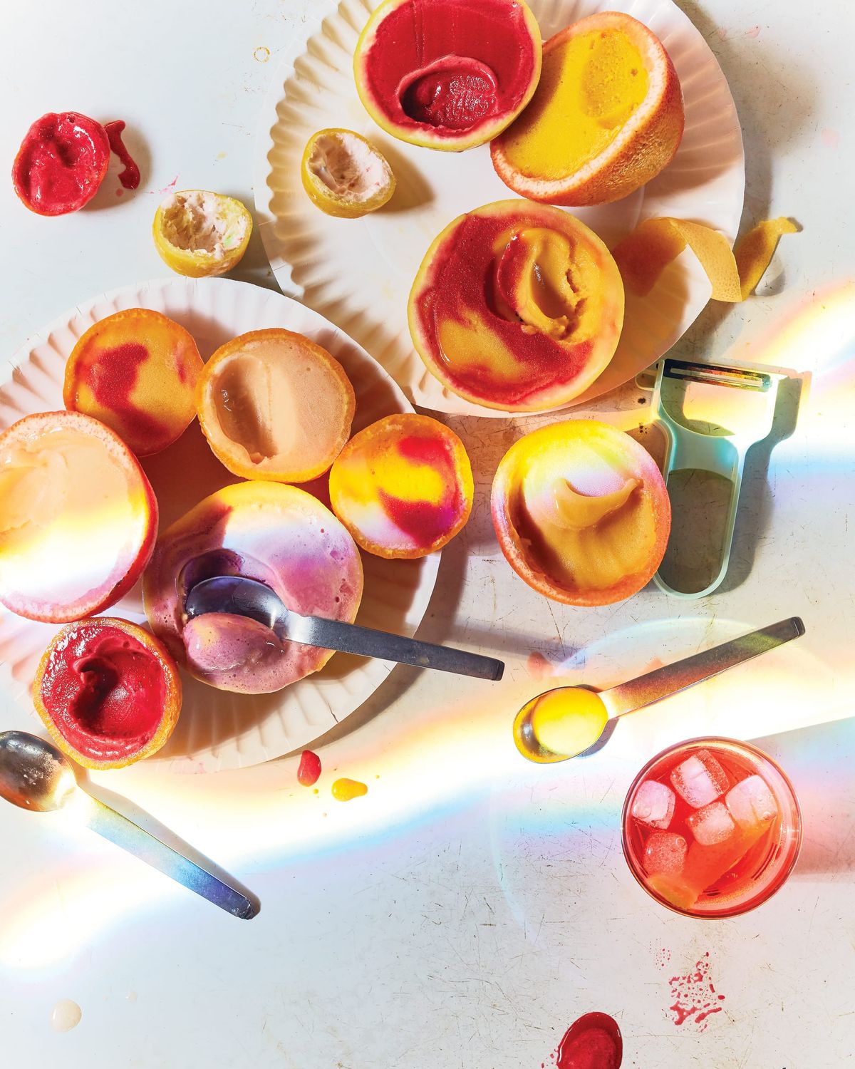 Sorbet in Grapefruit Cups