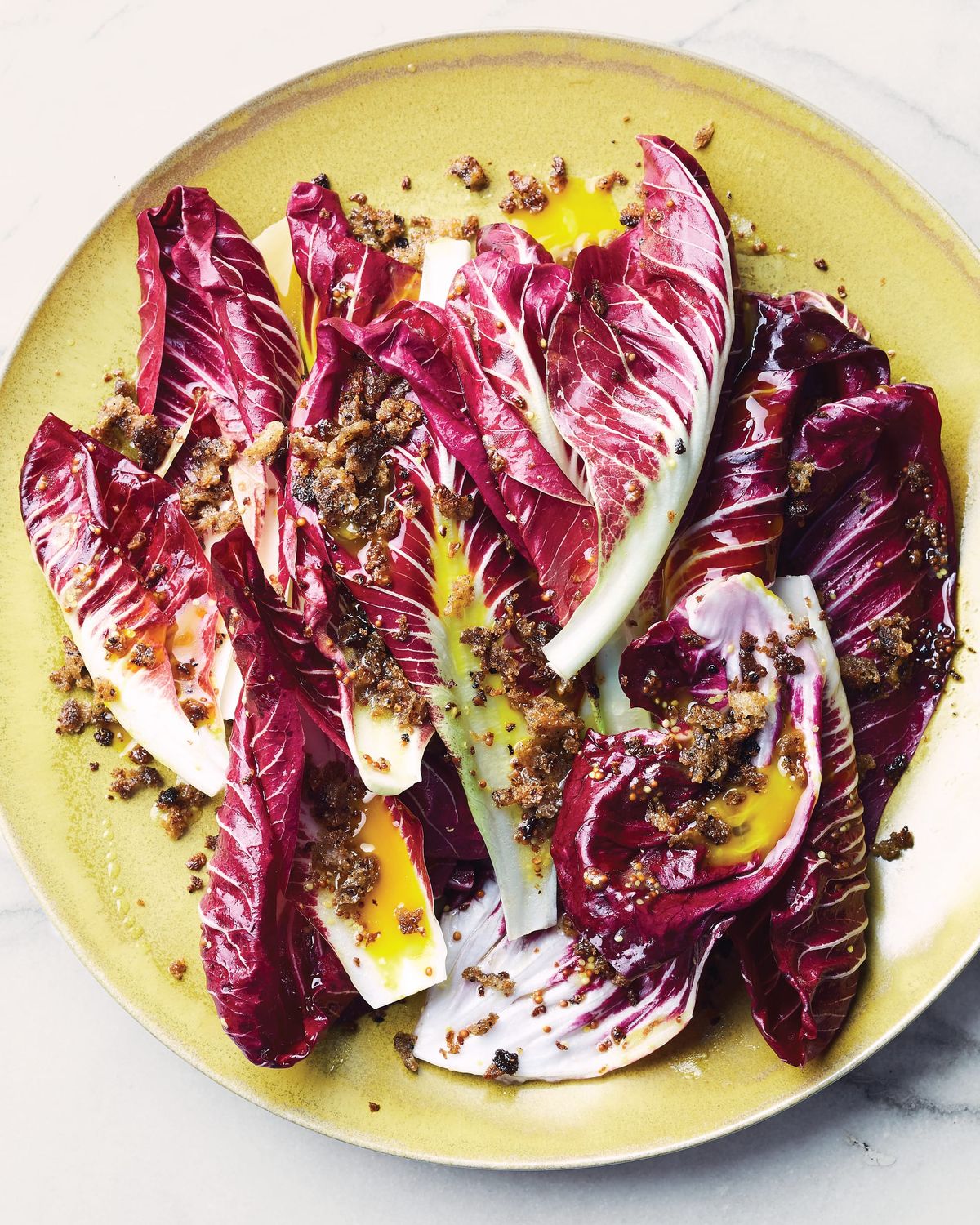 Chicories with Anchovy Bread Crumbs and Egg Yolk