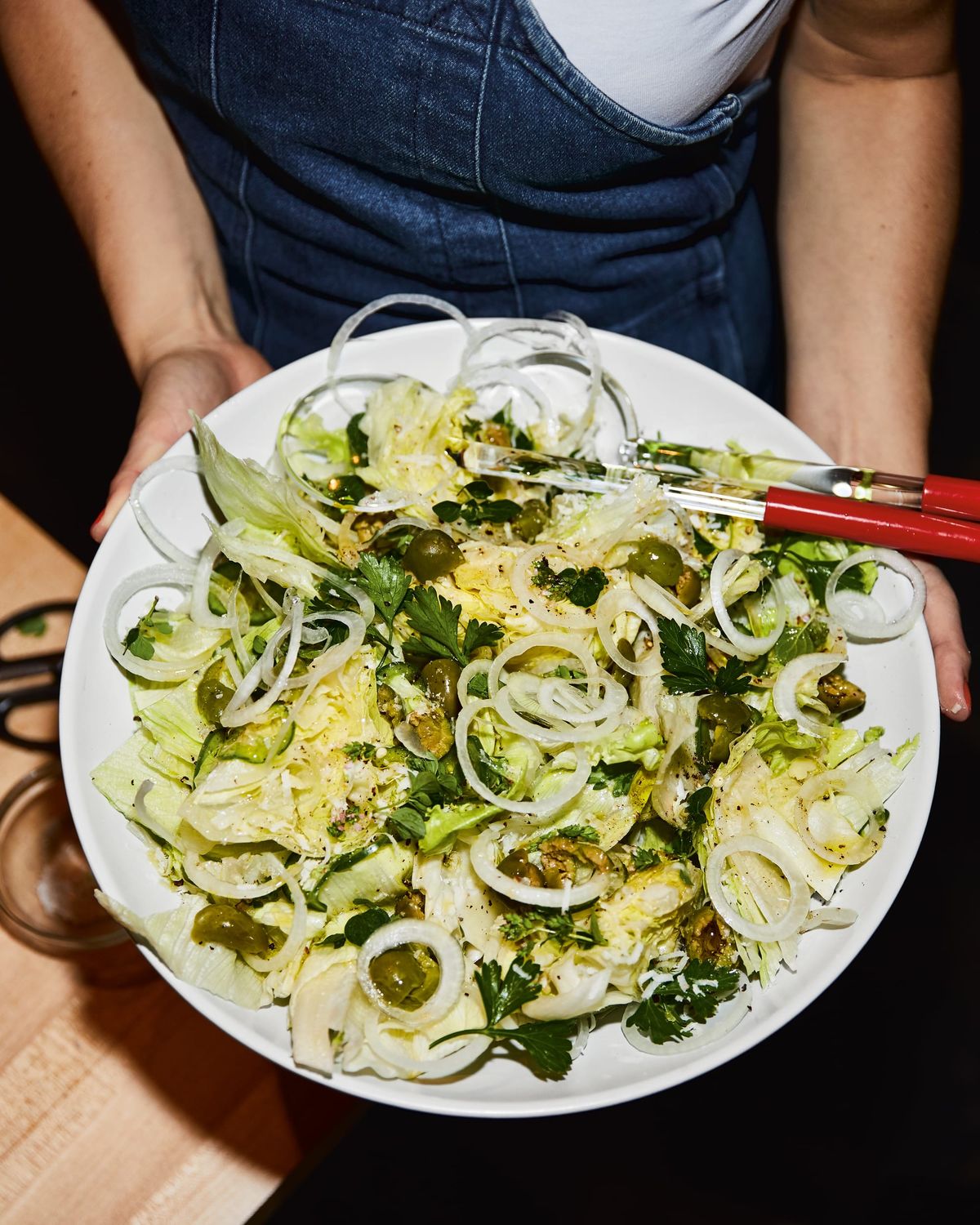 Iceberg with Pecorino, Crushed Olives, and Pickled Chile