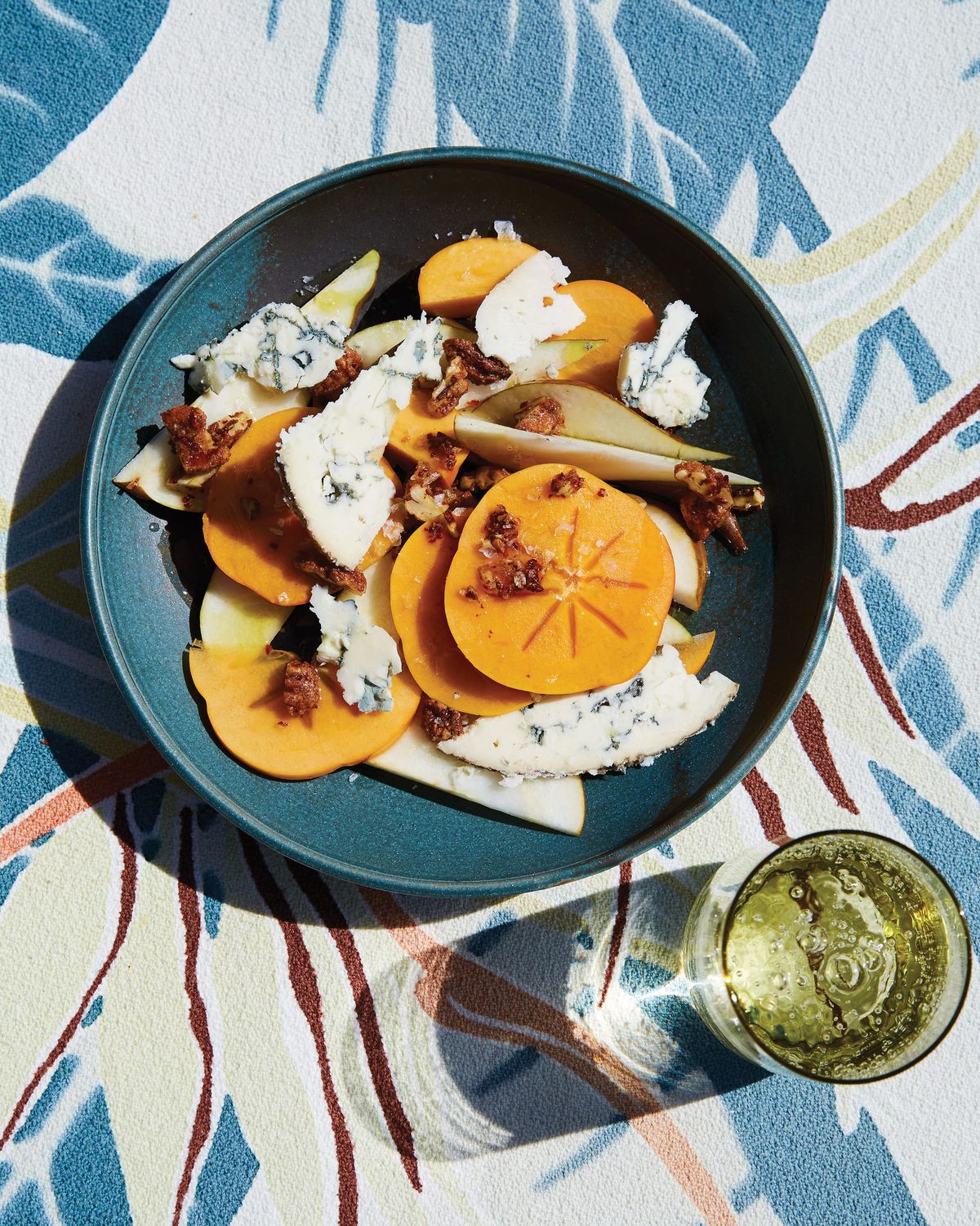 Persimmons and Pears with Blue Cheese and Spicy Pecans