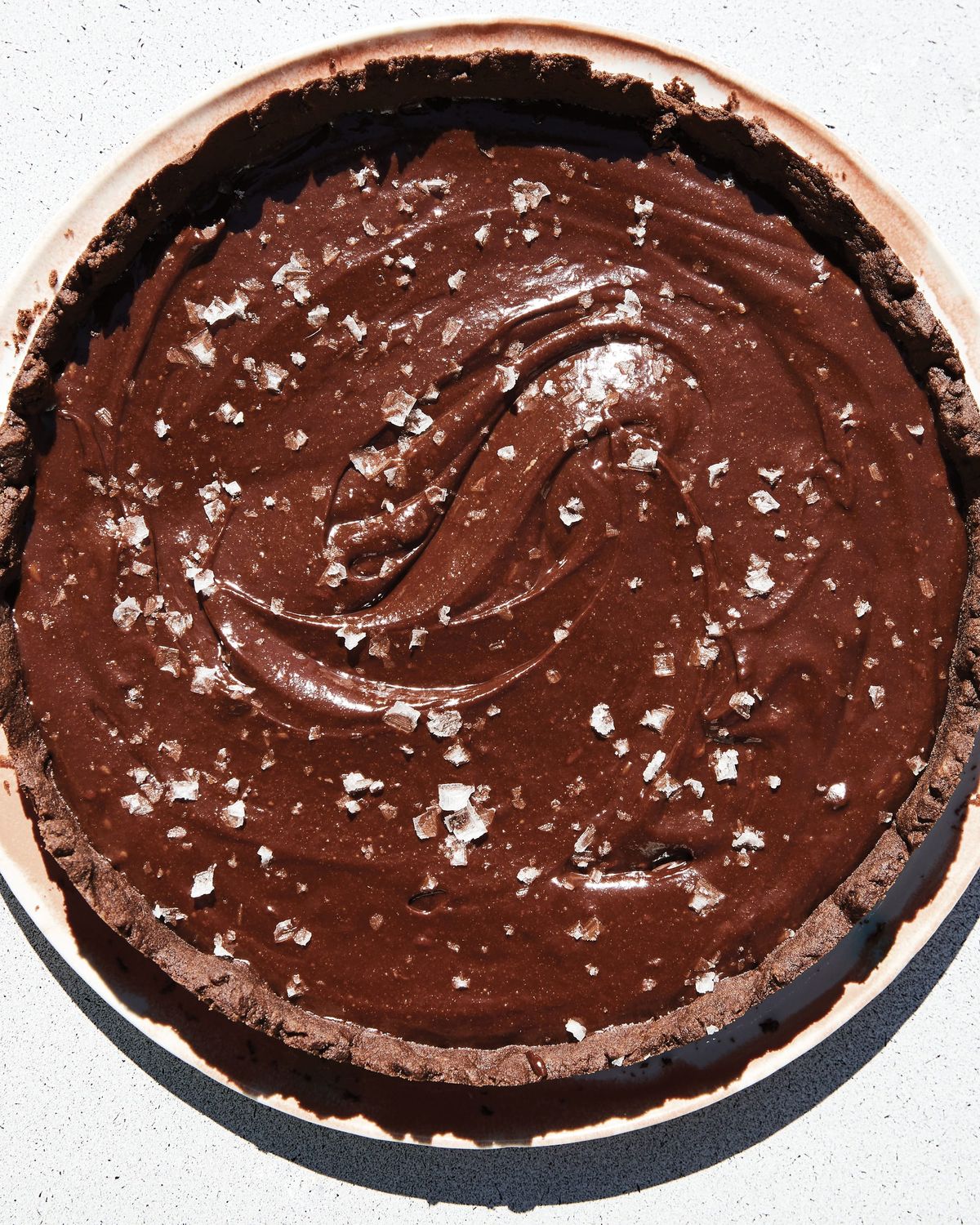 Chocolate-Tahini Tart with Crunchy Salt