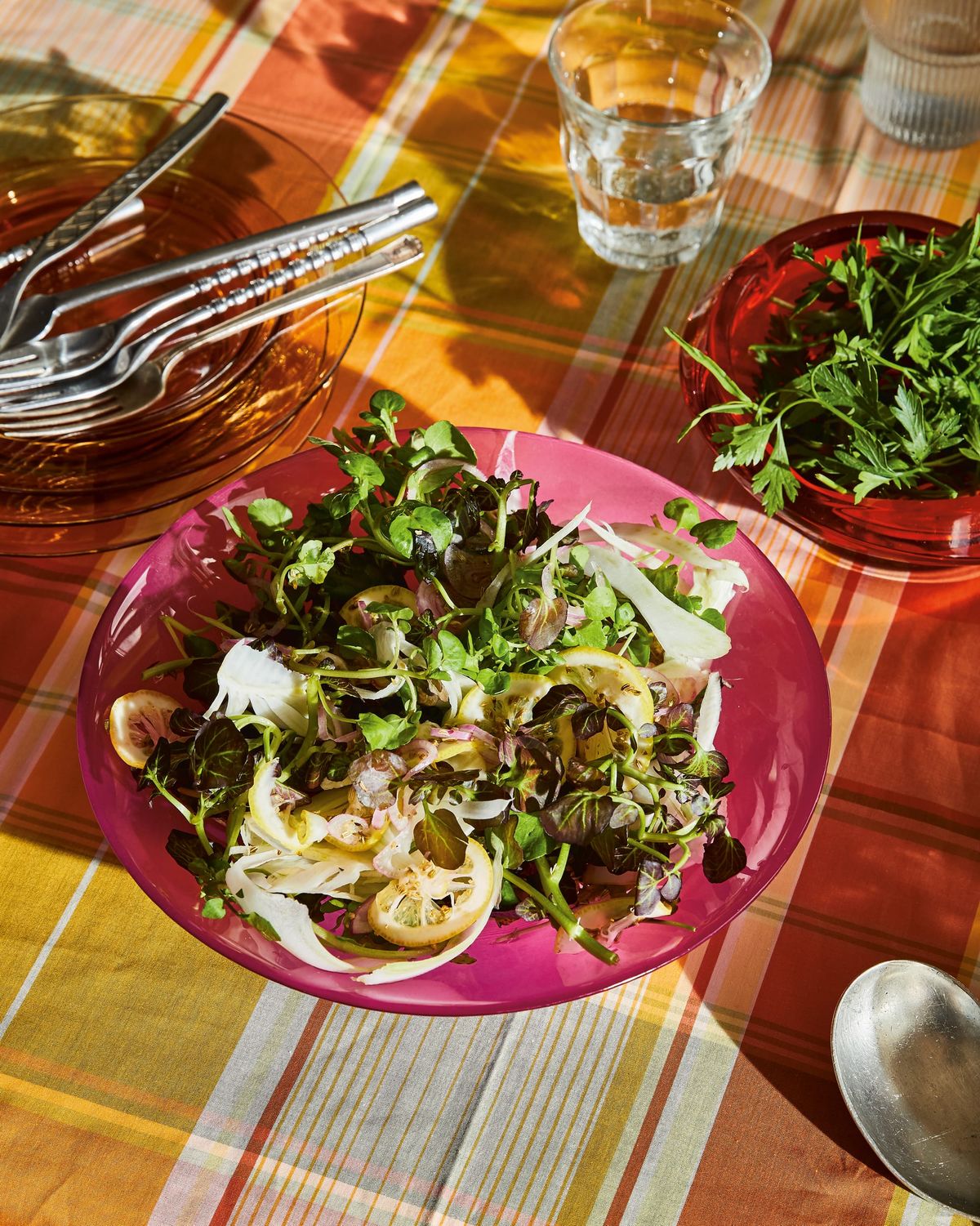 Lemony Watercress with Raw and Toasted Fennel