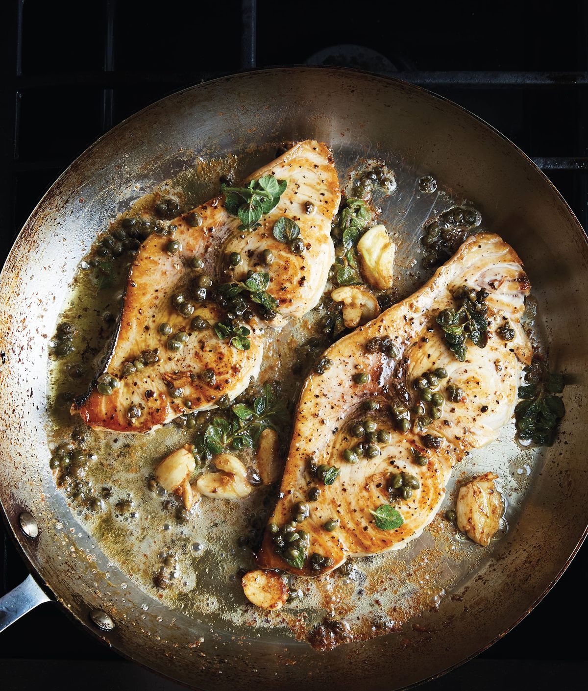 Swordfish-Like Steak with Crispy Capers