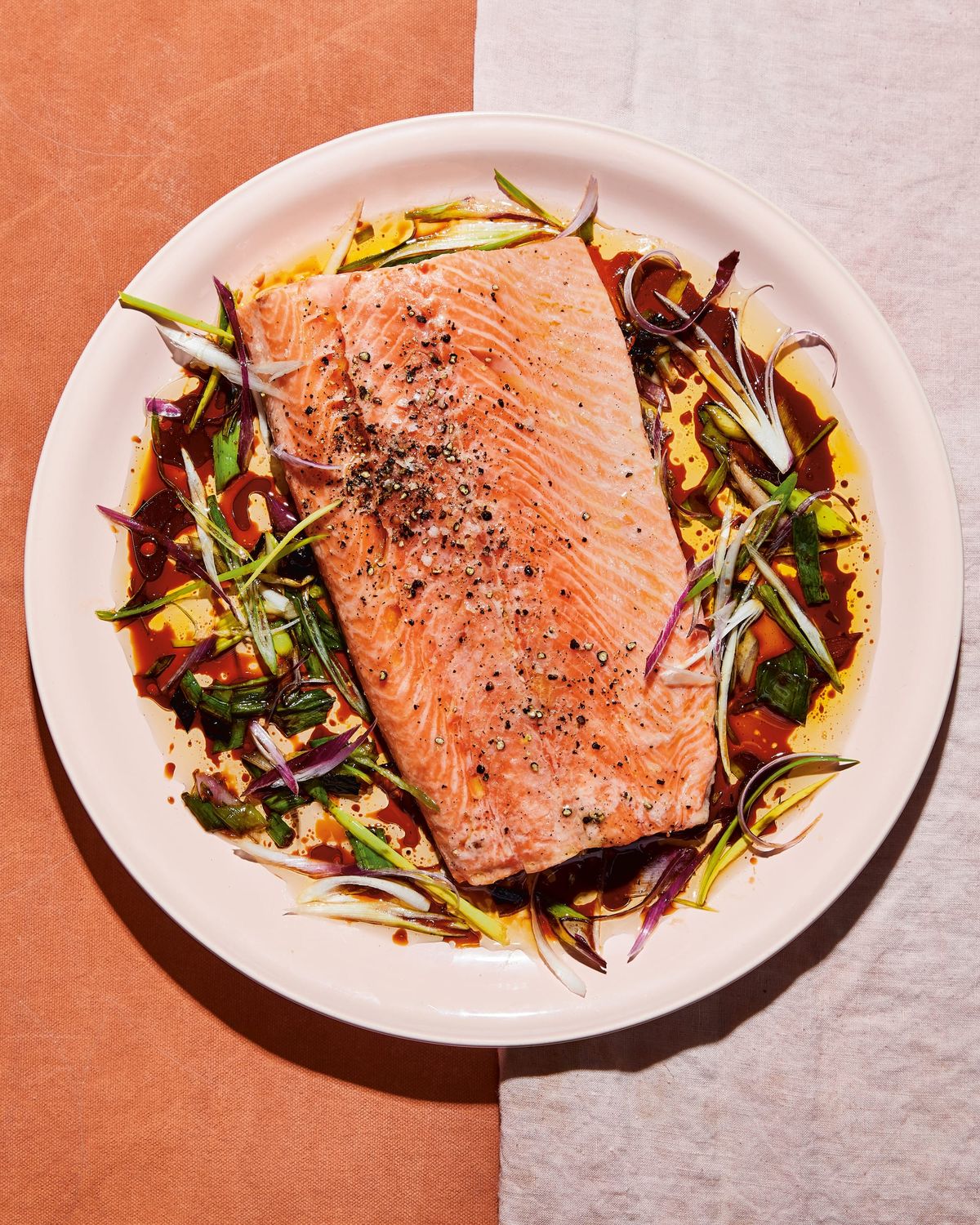 Salmon with Soy and Citrusy Charred Scallions