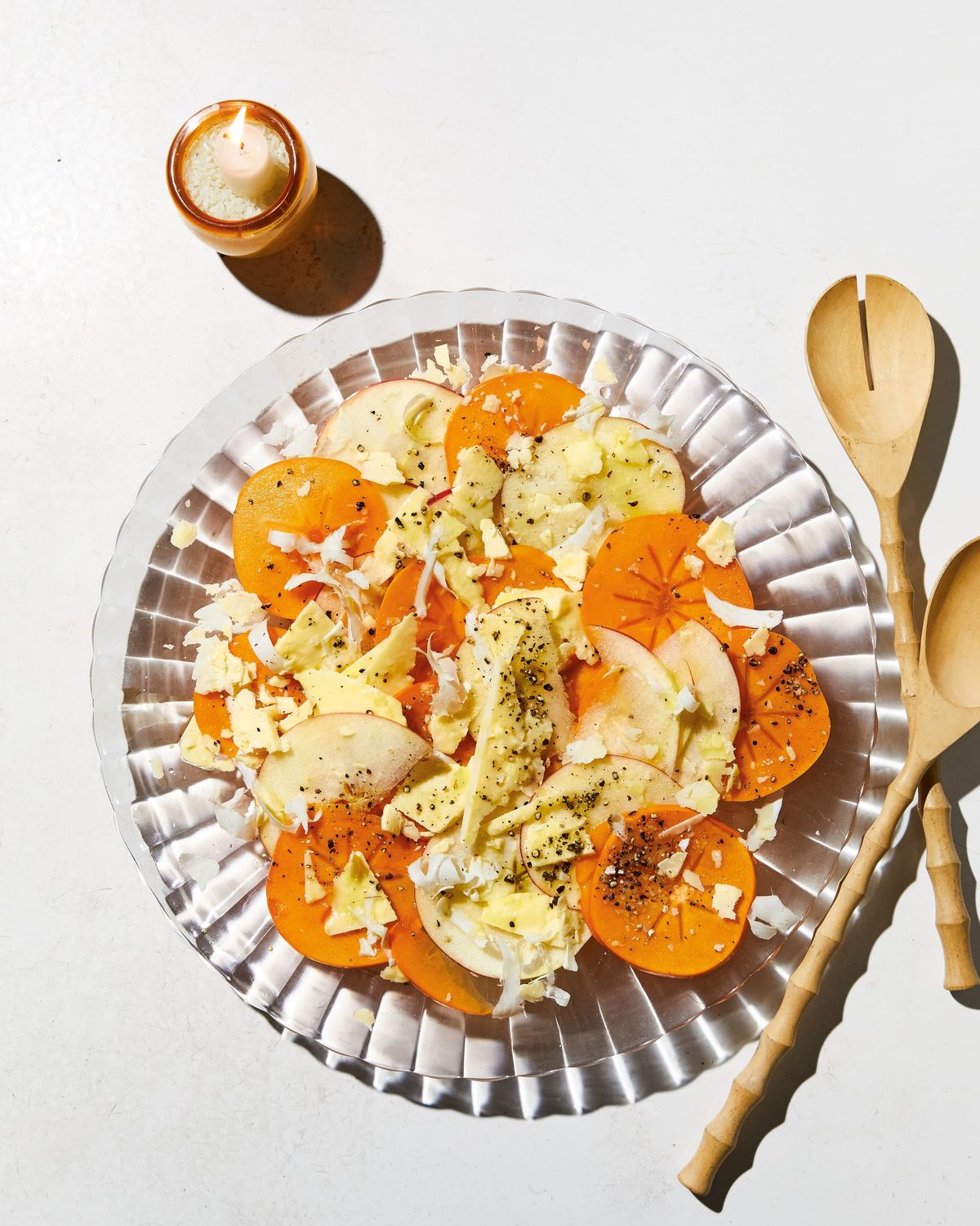 Vinegared Apples with Persimmon and White Cheddar