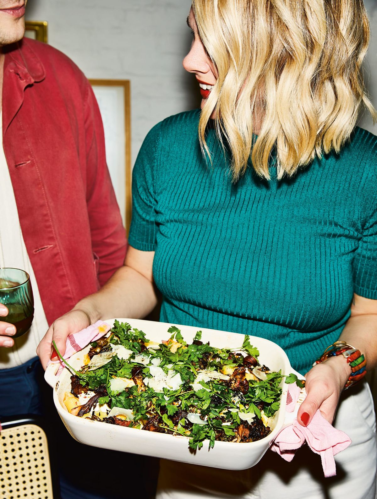 Ricotta-Stuﬀed Shells with Burrata, Mushrooms, and Herbs