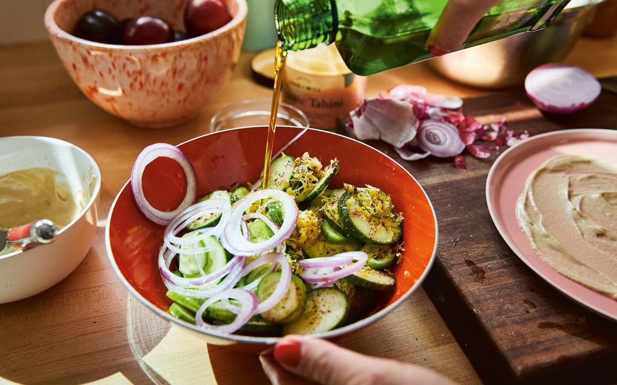 Citrusy Cucumbers with Red Onion and Toasted Sesame