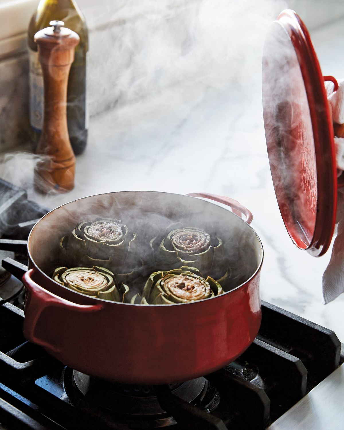Steamed Artichokes with Salted Garlic Butter