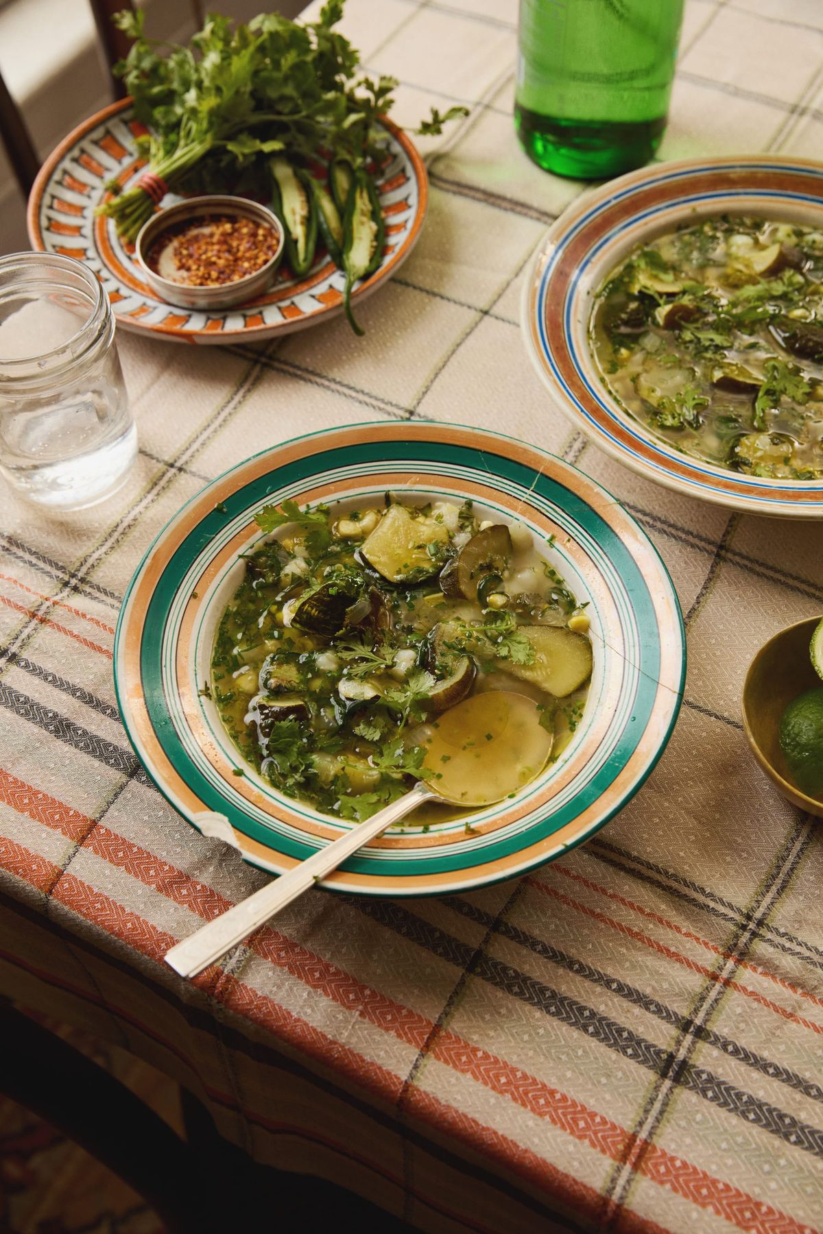 Summer Vegetable Soup with Hominy & Lime