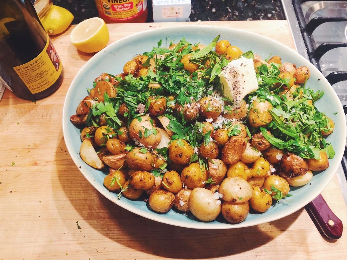 Tiny Boiled Potatoes with Butter and Chives
