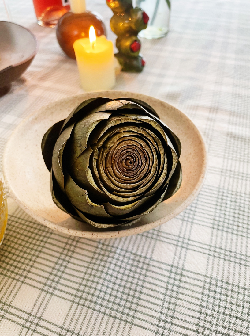 Steamed Artichokes with Anchovy Butter