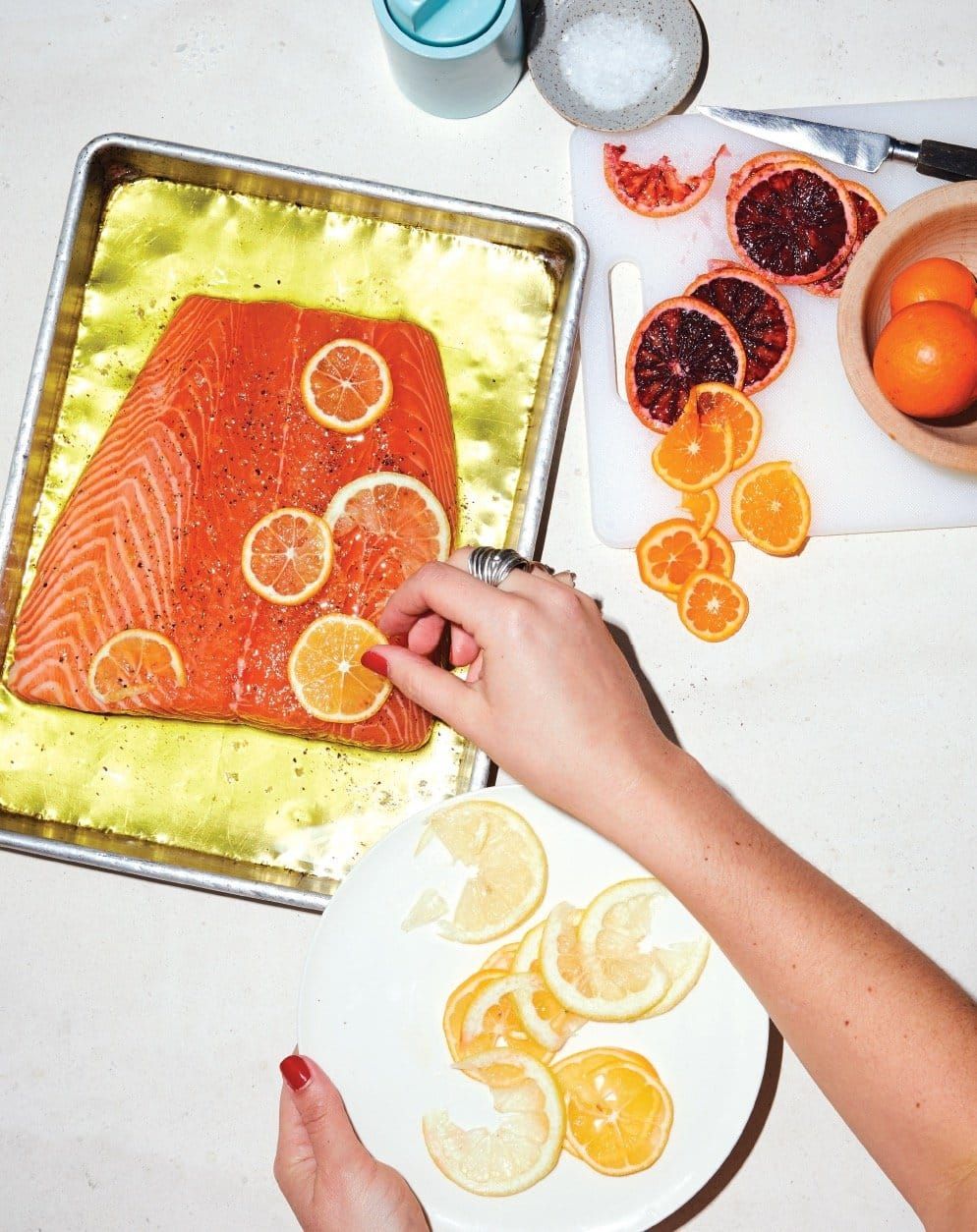 A Really Nice Fish with Cucumber and Crunchy Garlic Salad
