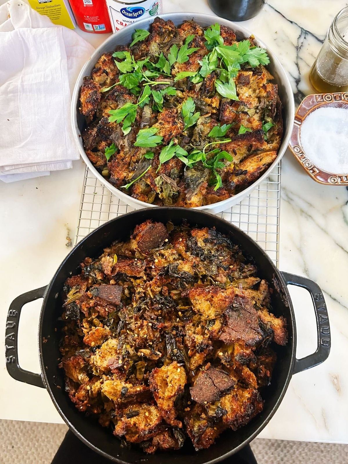 Crispy Sausage Stuffing with Kale