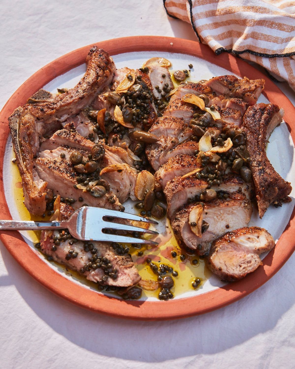 Pork Chop with Capers and Caramelized Cabbage