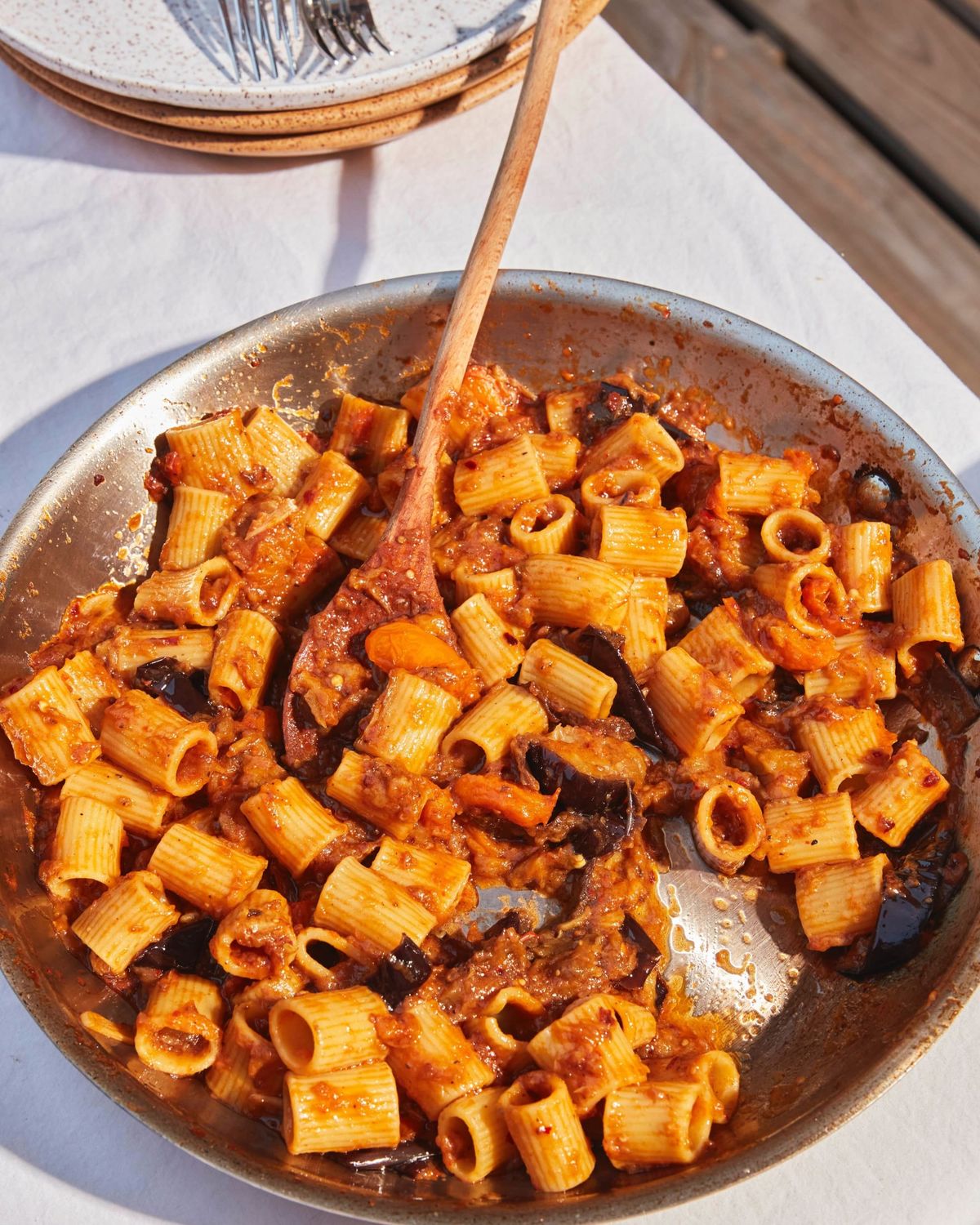Roasted Eggplant Pasta with Parmesan Breadcrumbs