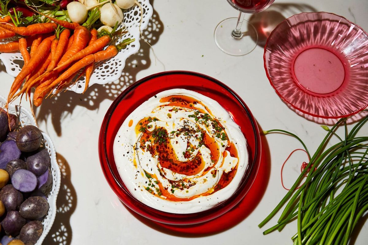 Labne with Sizzled Scallions and Chile - Alison Roman