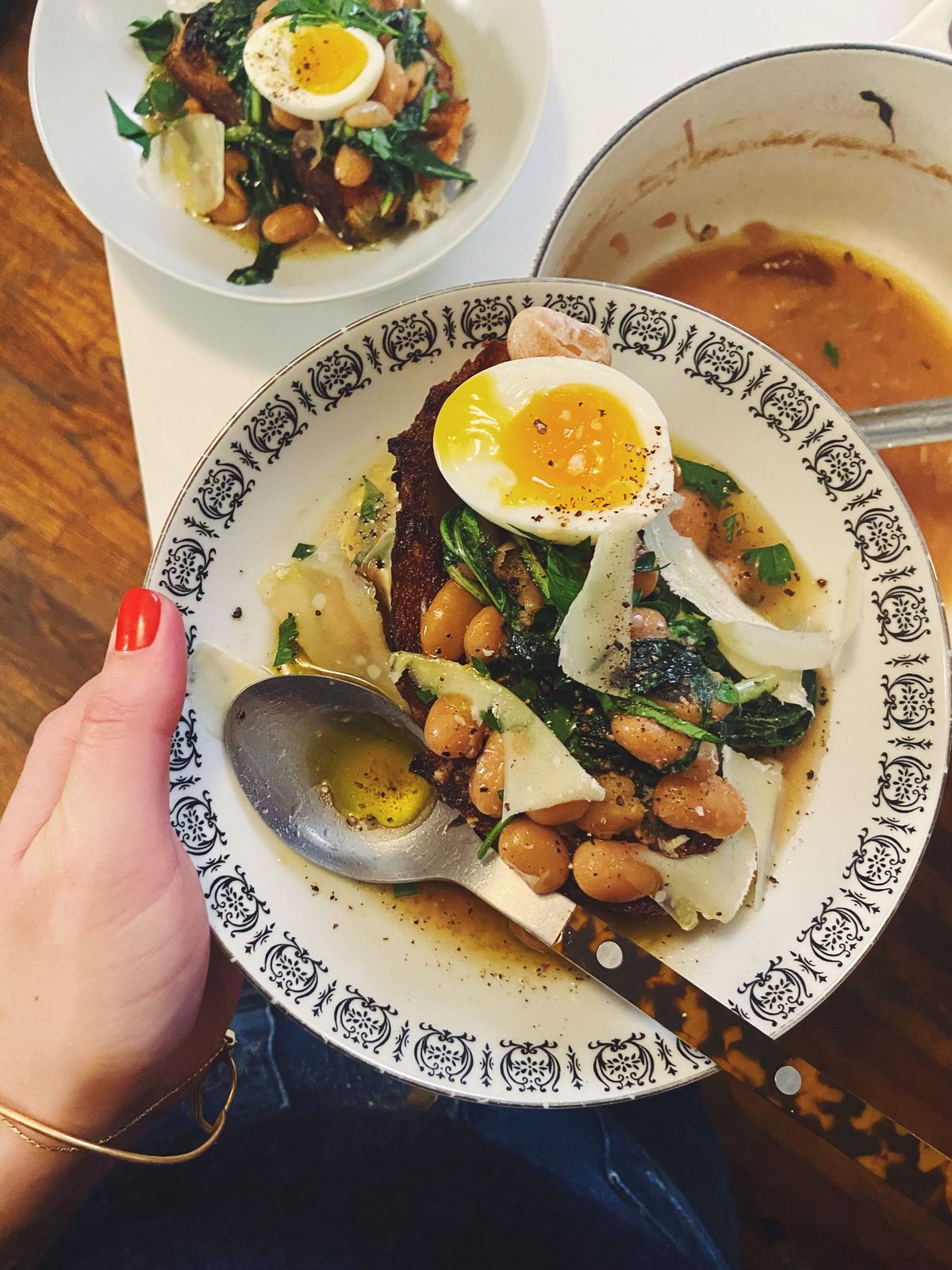 a pot of brothy beans