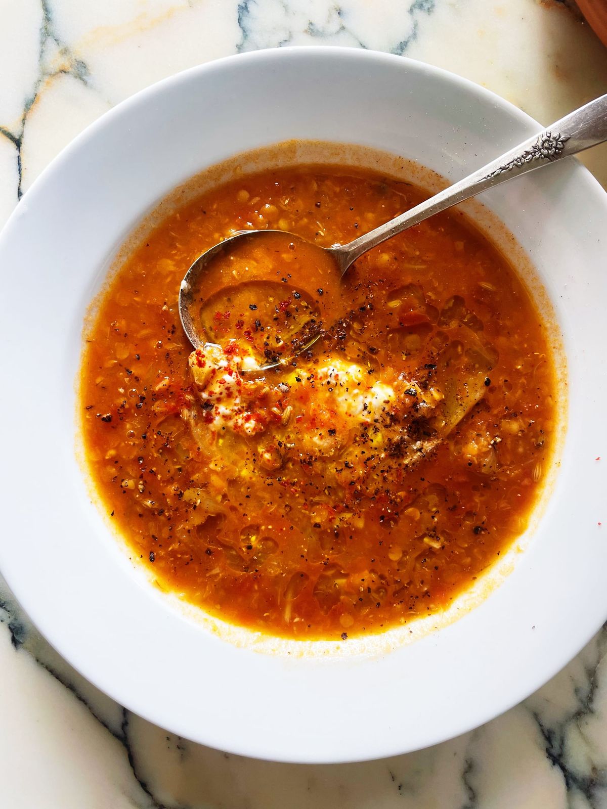 Spicy Tomato Soup with Lentils and Fennel