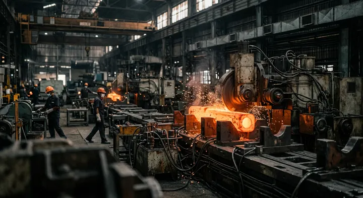 A precision forging line at an Indian engineering exporter.