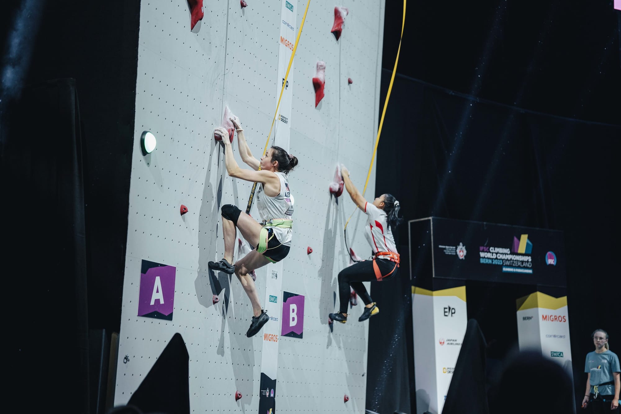 Olympic ticket winners Emma Hunt and Desak Made Rita Kusuma Dewi racing in the final.