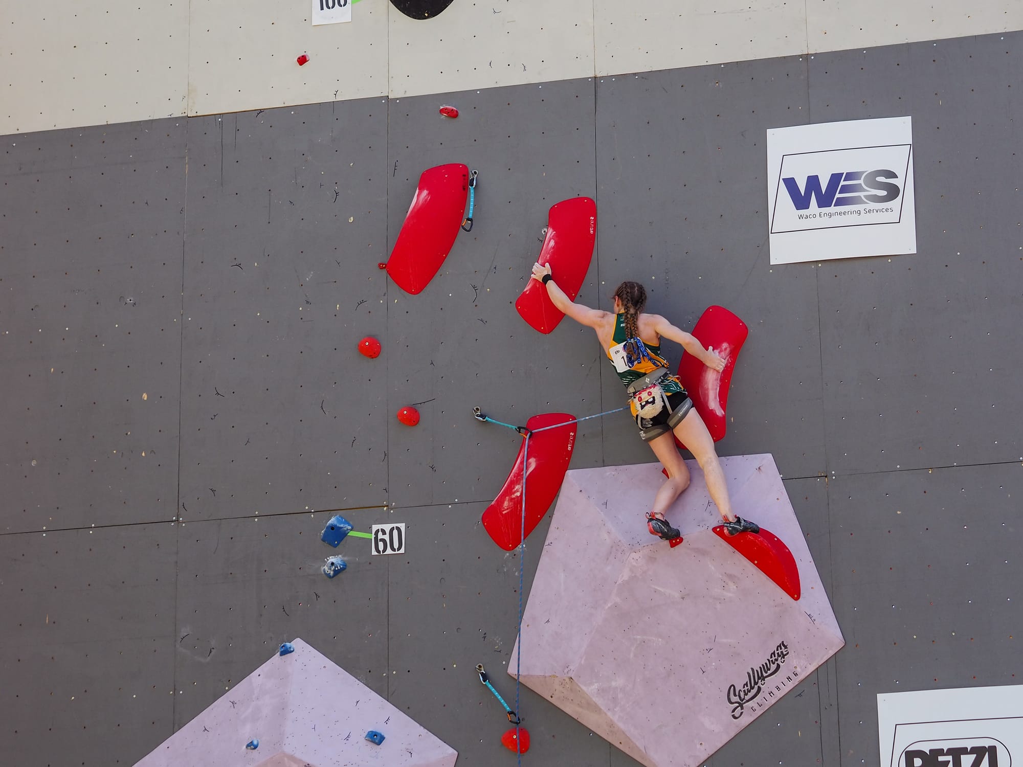 Mukheibir fighting on the head wall on her way to winning the Olympic ticket
