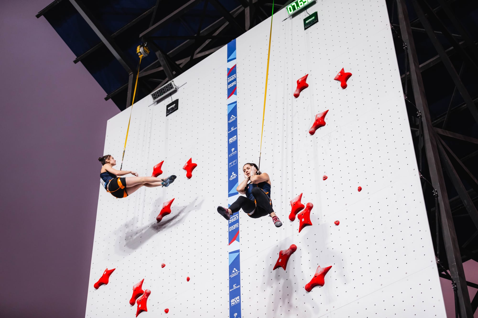 Piper Kelly descending after she wins her semi-final race and an Olympic ticket at the Panams Games 2023